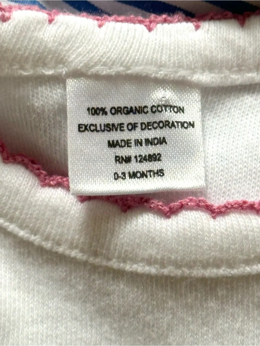 Serena & Lily 0-3M Pixie Lily White Cotton Sleep Sack with Pink Trim